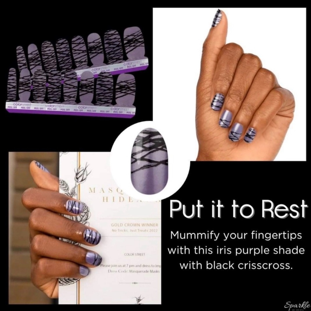 Color Street Iris Purple with Black Crisscross Press-On Nails